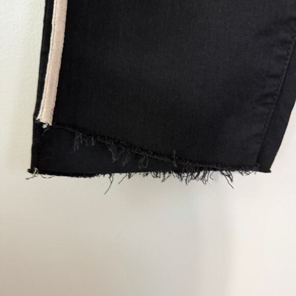 Mother Insider Striped Crop Step-Hem Fray Jeans Black Guilty Racer Stretch Sz 29 - Picture 16 of 16